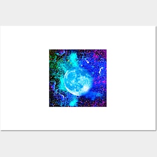 Galaxy Moon and Stars Posters and Art